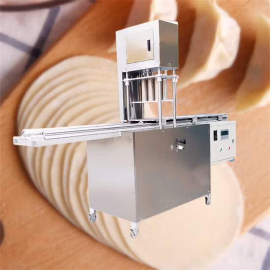 Máquina de alta capacidad para hacer masa de gyoza, láminas de masa redonda, envoltorios de wonton cuadrados, máquina de corte, prensa de moldeo, maquinaria alimentaria